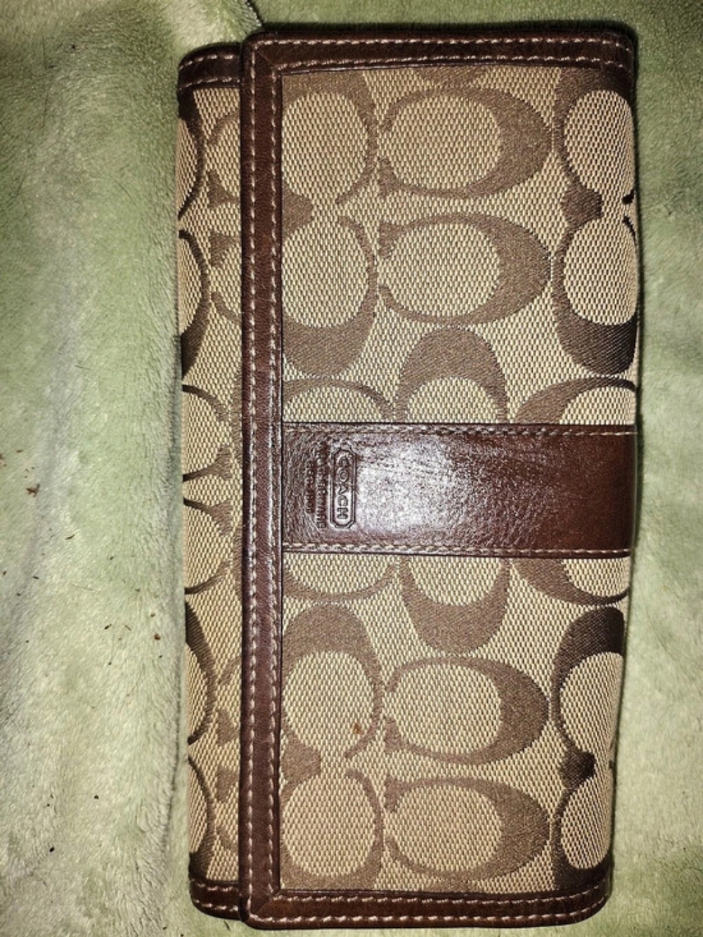 Vintage COACH Signature C Canvas Trifold Wallet Brown & Beige